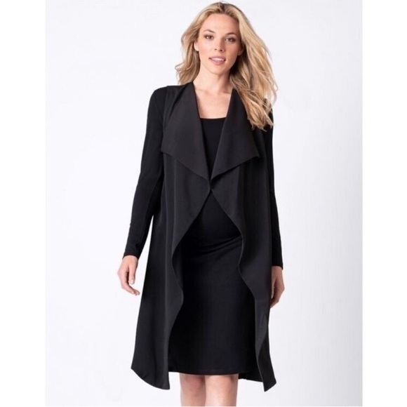 NWT Seraphine‎ Maternity draped long black vest size 2 nursing - Picture 2 of 8